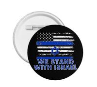 We I Stand With Israel Button Pins Spilla della bandiera americana di Israele Pregate per Israele Forte supporto per i pulsanti Distintivo rotondo di Israele per il cappello della borsa dei vestiti