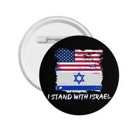 We I Stand With Israel Button Pins Spilla della bandiera americana di Israele Pregate per Israele Forte supporto per i pulsanti Distintivo rotondo di Israele per il cappello della borsa dei vestiti