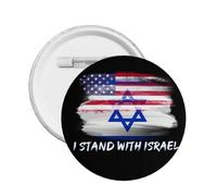 We I Stand With Israel Button Pins Spilla della bandiera americana di Israele Pregate per Israele Forte supporto per i pulsanti Distintivo rotondo di Israele per il cappello della borsa dei vestiti