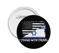 We I Stand With Israel Button Pins Spilla della bandiera americana di Israele Pregate per Israele Forte supporto per i pulsanti Distintivo rotondo di Israele per il cappello della borsa dei vestiti