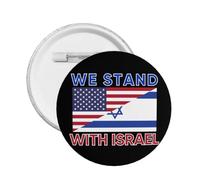 We I Stand With Israel Button Pins Spilla della bandiera americana di Israele Pregate per Israele Forte supporto per i pulsanti Distintivo rotondo di Israele per il cappello della borsa dei vestiti