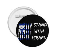 We I Stand With Israel Button Pins Spilla della bandiera americana di Israele Pregate per Israele Forte supporto per i pulsanti Distintivo rotondo di Israele per il cappello della borsa dei vestiti