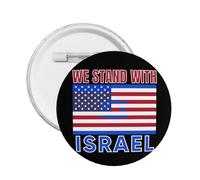 We I Stand With Israel Button Pins Spilla della bandiera americana di Israele Pregate per Israele Forte supporto per i pulsanti Distintivo rotondo di Israele per il cappello della borsa dei vestiti