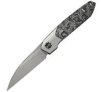WE Knife Brr15 Manico in Titanio Grigio con Inserti in Fibra di Carbonio con Foglio di Alluminio, La