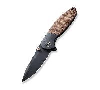 We Knife Nitro Mini Manico in Titanio Nero con Inserto in Micarta di Lino Marrone WE22015-4