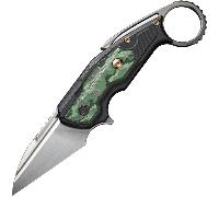 We Knife Yardbird Manico in Titanio Nero con Inserto in Fibra di Carbonio Jungle Wear Fat Satinato a
