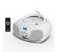 WE Lettore CD portatile | Radio FM schermo LCD | Lettore USB per riprodurre musica MP3 | Lettore CD con uscita cuffie e altoparlanti incorporati 2 x 2 W - Bianco