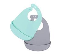 We Might Be Tiny - Set di 2 bavaglini in silicone, colore: verde menta e grigio