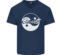 We Must Coesistono World Amore Pace Religion Hippy Uomo V-Neck Cotone T-Shirt