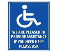 We Offer Assistance To Disabled Patrons Tin Sign 12x8 Inch