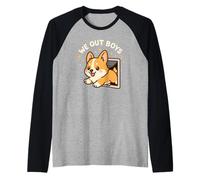 We out Boys - Simpatico Cucciolo di Cane Corgi Maglia con Maniche Raglan