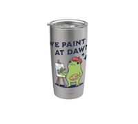We Paint At Dawn Frog Artist Pittore Bicchiere termico in acciaio inox doppia parete