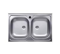 we point Lavello da Cucina Due Vasche in Acciaio Inox da Appoggio 50x80 Cm
