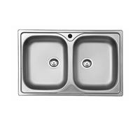 we point Lavello da Cucina Due Vasche in Acciaio Inox da Incasso 50x79 Cm