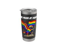 We Pride At Dawn, supporto per la bandiera LGBTQ con aquila e arcobaleno Bicchiere termico in acciaio inox doppia parete