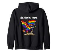 We Pride At Dawn, Supporto per la Bandiera LGBTQ con Aquila e Arcobaleno Felpa con Cappuccio