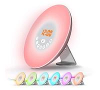 WE Radio Sveglia Luminosa Lampada da Comodino Sveglia Luce LED Touch Control Sunrise, Sunset, Snooze, 6 Suoni Naturali, 7 Colori, 10 Livelli di Luminosità per Bambino Adulto con Adattatore