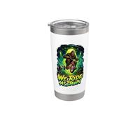 We Ride At Dawn Bigfoot Equitazione Triciclo Ufo Meme Bicchiere termico in acciaio inox doppia parete
