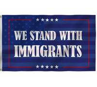 We Stand With Immigrants Both Sides Printed Bandiere Resistente Alle Intemperie Bandiera Colore Vivido Bandiera Da Giardino Per Prato Balcone Portico 90X150Cm