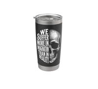 We Suffer More in Imagination Skull Seneca Citazione Stoicismo Bicchiere termico in acciaio inox doppia parete