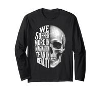 We Suffer More in Imagination Skull Seneca Citazione Stoicismo Maglia a Manica