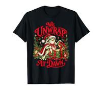We Unwrap at Dawn Funny Santa Frog Cottagecore Christmas Maglietta