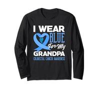 We Wear Blue for My Grandpa Colorettal Cancer Support Tee Maglia a Manica