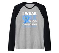 We Wear Blue for My Grandson Colorettal Cancer Support Tee Maglia con Maniche Raglan
