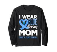 We Wear Blue for My Mom Colorettal Cancer Support Tee Maglia a Manica