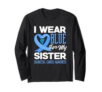 We Wear Blue for My Sister Colorettal Cancer Support Tee Maglia a Manica