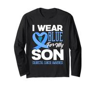 We Wear Blue for My Son Colorettal Cancer Support Tee Maglia a Manica