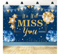 We Will Miss You - Sfondo per feste, decorazioni di addio blu e oro, per feste di pensionamento