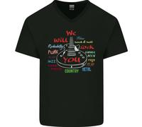 We Will Rock You Rock Country Punk Chitarra Uomo V-Neck Cotone T-Shirt