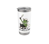We Write At Dawn Frog Funny Frog Meme Scrittura Autore Poesia Bicchiere termico in acciaio inox doppia parete