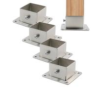 Wealrit 4 basi quadrate per pali in acciaio inox, con flangia, resistenti staffe per pali per recinzioni e ringhiere (3,8 x 3,8 cm)