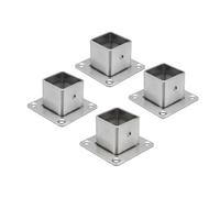 Wealrit 4 basi quadrate per pali in acciaio inox, con flangia, resistenti staffe per pali per recinzioni e ringhiere (2,5 x 2,5 cm)