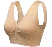 wealsex 1/2/3 Pezzi Seamless Wireless Reggiseno Sportivo Yoga con Imbottiture Estraibili Comodo Reggiseno per Ogni Giorno (Beige,5XL)