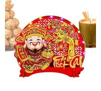 Wealth Table Ornament - Battery-Powered/Soft Felt Texture, Nodding Vietnamese Fortune Centerpiece, Festive LED Tavolo Decorations, Glowing Red Sculpture | Prosperity Holiday Statue, New Year Home