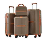 WEALTHOME Set di valigie S-M-L-XL, bagaglio con borsa per cosmetici, con porta USB e porta bevande, valigetta rigida, valigetta arrotolabile, valigia da viaggio, bagaglio a mano, 4 rotelle, materiale
