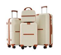 WEALTHOME Set di valigie S-M-L-XL, bagaglio con borsa per cosmetici, con porta USB e porta bevande, valigetta rigida, valigetta arrotolabile, valigia da viaggio, bagaglio a mano, 4 rotelle, materiale