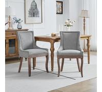 WEALTHOUSE A&A Furniture,Ultra Side Dining Chair, Thickened Fabric Chairs with Neutally Toned Solid Wood Legs, Bronze Nail Head, Set of 2, Beige, DE1807BG (Grigio)