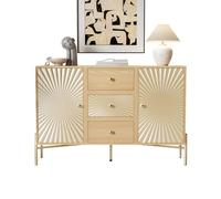 WEALTHOUSE Credenza con frontale testurizzata, armadio con ante soft close, mobili portaoggetti con ripiani regolabili, cassettiera in legno con tre cassetti per soggiorno e ingresso