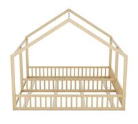 WEALTHOUSE Letto 2 in 1 con telaio del tetto e ringhiera per due fianchi, in legno massello MDF, struttura stabile con rete a doghe, design salvaspazio con protezione sicura contro le cadute (90 x 200