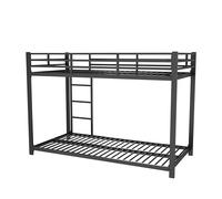 WEALTHOUSE Letto a castello in metallo con struttura stabile, design salvaspazio con ringhiera di sicurezza, scala integrata, rete a doghe, portata 120 kg per superficie (nero, 90 x 200 cm)