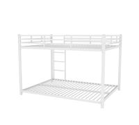 WEALTHOUSE Letto a castello in metallo con struttura stabile, design salvaspazio con ringhiera di sicurezza, scala integrata, rete a doghe, portata 120 kg per superficie (bianco, 140 x 200 cm)