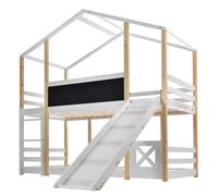 WEALTHOUSE Letto da gioco con struttura del tetto e pista antiscivolo, per dipingere, robusto telaio in legno massello accogliente, uso creativo, elegante mobile facile da montare