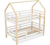 WEALTHOUSE Letto in legno con due superfici verticali, struttura ben studiata con protezione anticaduta, sistema di cassetti sotto il letto, accesso scala per piano superiore, telaio del letto