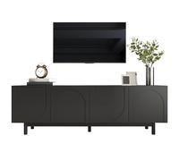 WEALTHOUSE Mobili per TV di design con linee raffinate, costruzione di alta qualità, interni spaziosi, cinque supporti massicci, superficie liscia, ideale per soggiorni moderni (nero)