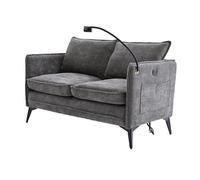 WEALTHOUSE Moderno cuscino in ciniglia a due posti per lounge, braccioli, tasche laterali, supporto per cellulare regolabile, gambe in metallo per soggiorno, camera da letto, studio, balcone