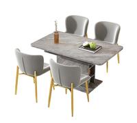 WEALTHOUSE Moderno set da pranzo con tavolo da pranzo estraibile e sedie imbottite, tavolo rettangolare con supporto centrale e spazio di archiviazione integrato, elegante set da pranzo (tavolo da